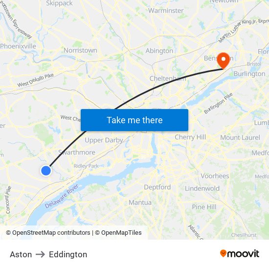 Aston to Eddington map
