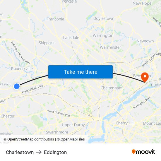 Charlestown to Eddington map