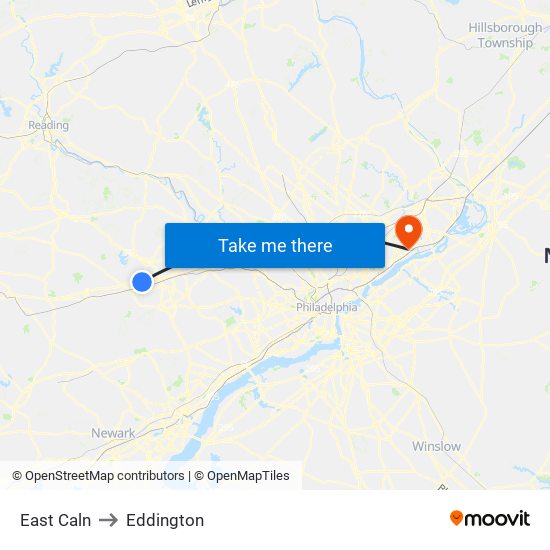 East Caln to Eddington map