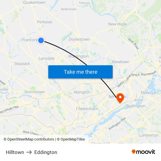 Hilltown to Eddington map