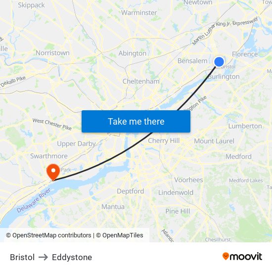 Bristol to Eddystone map