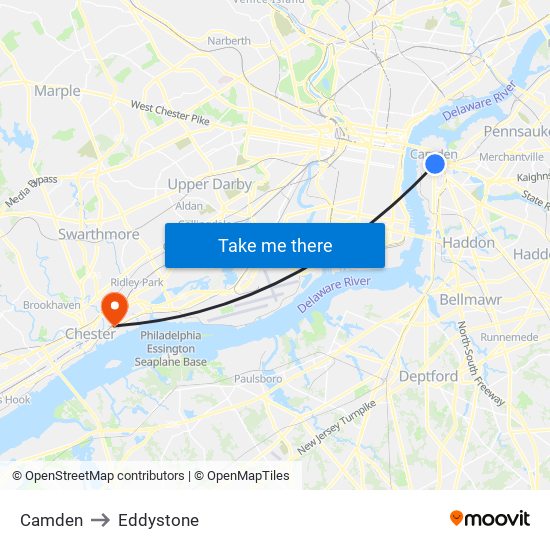 Camden to Eddystone map