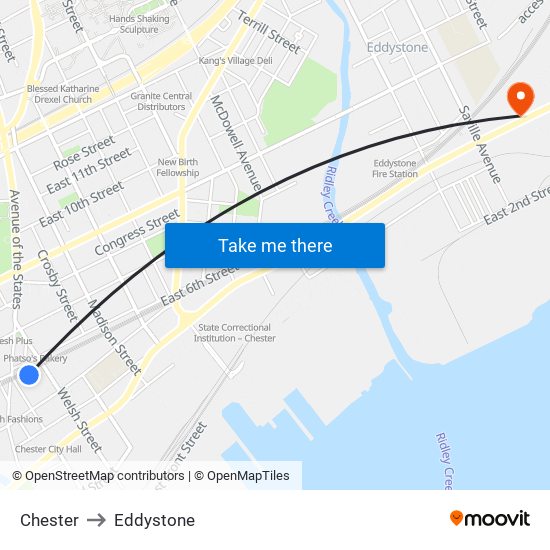 Chester to Eddystone map