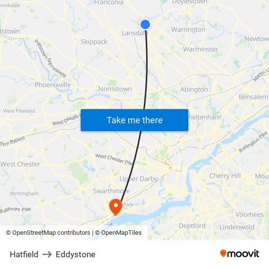 Hatfield to Eddystone map