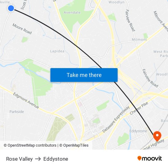 Rose Valley to Eddystone map