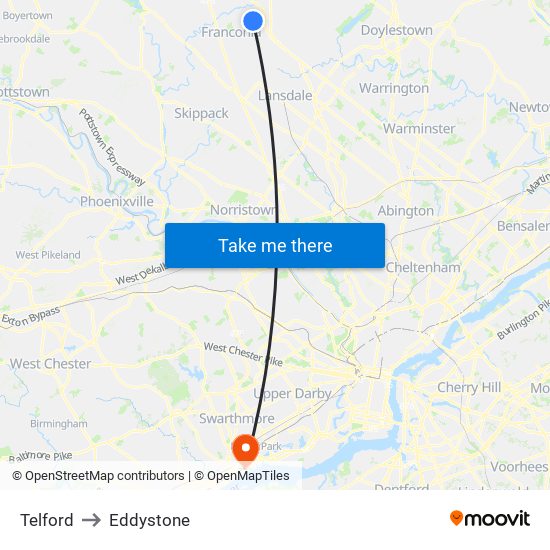 Telford to Eddystone map