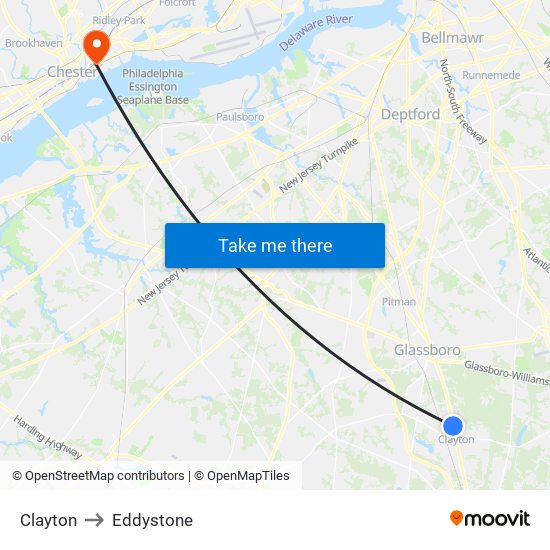 Clayton to Eddystone map