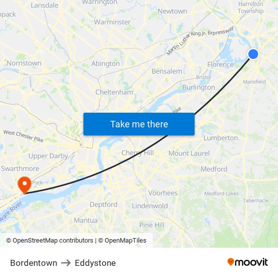 Bordentown to Eddystone map