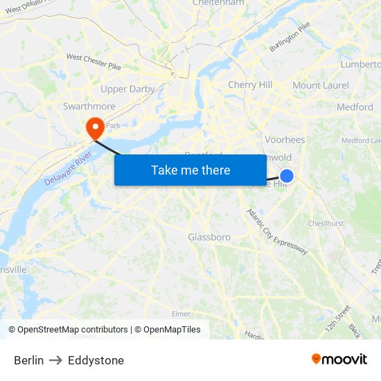 Berlin to Eddystone map