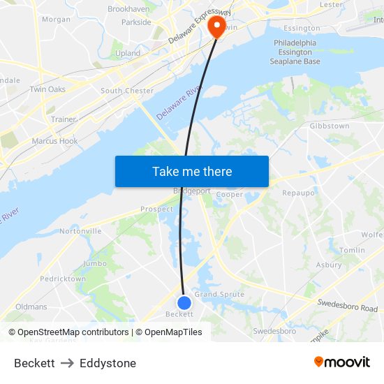 Beckett to Eddystone map