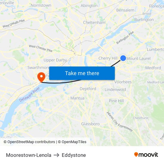 Moorestown-Lenola to Eddystone map