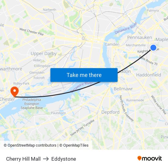 Cherry Hill Mall to Eddystone map