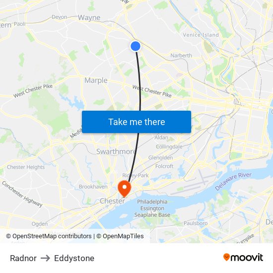 Radnor to Eddystone map