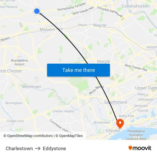 Charlestown to Eddystone map