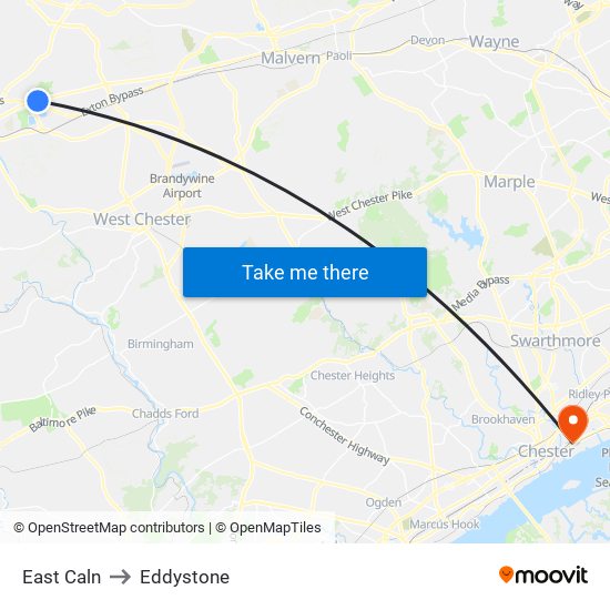 East Caln to Eddystone map