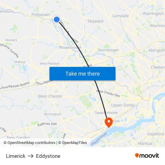 Limerick to Eddystone map