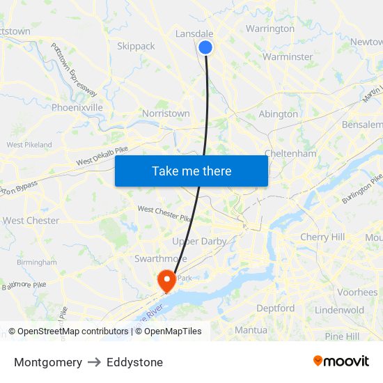 Montgomery to Eddystone map