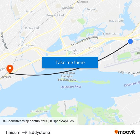 Tinicum to Eddystone map