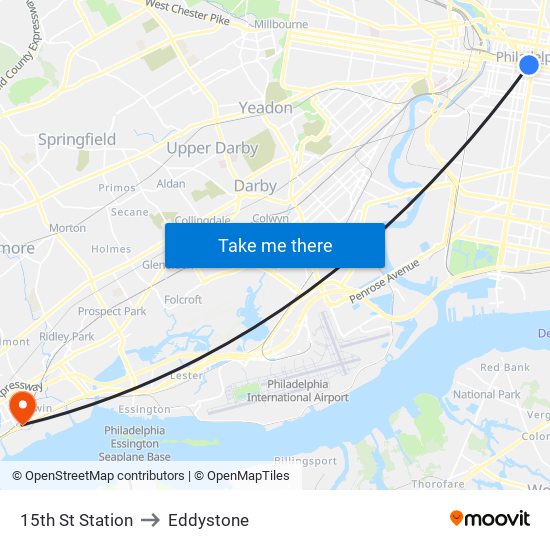 15th St Station to Eddystone map