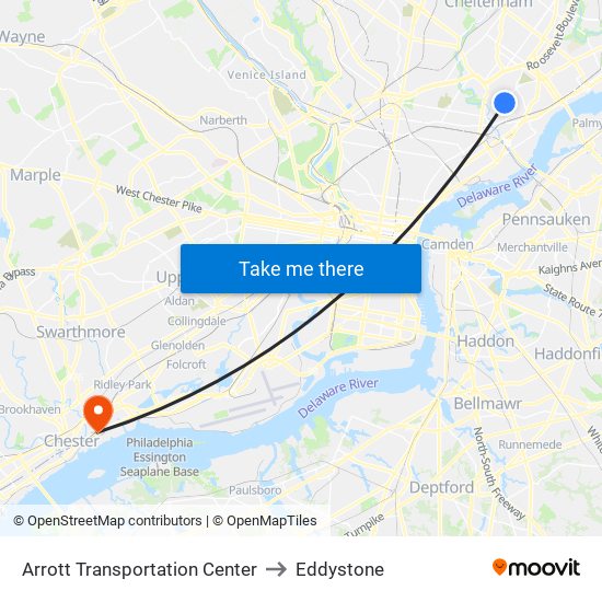 Arrott Transportation Center to Eddystone map