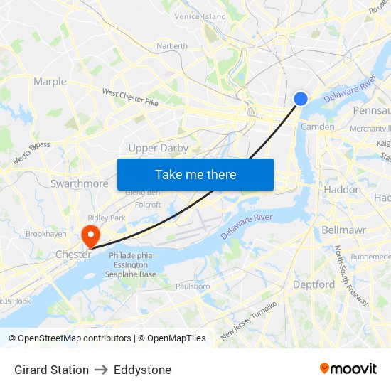 Girard Station to Eddystone map