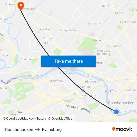 Conshohocken to Evansburg map