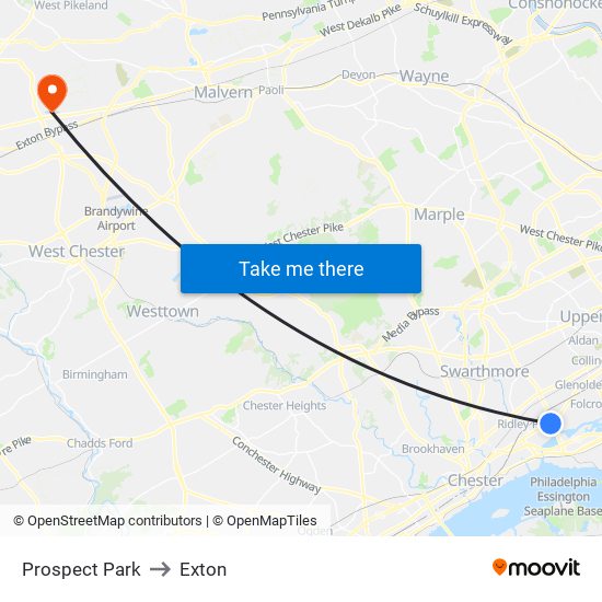 Prospect Park to Exton map