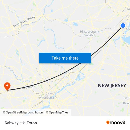Rahway to Exton map