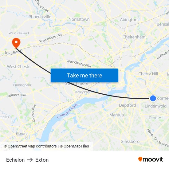 Echelon to Exton map