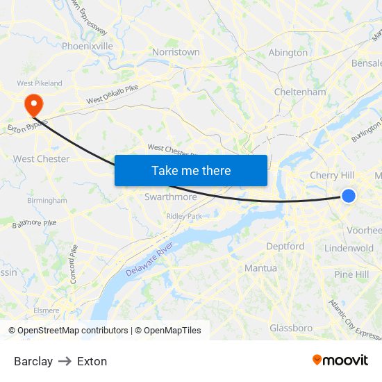 Barclay to Exton map