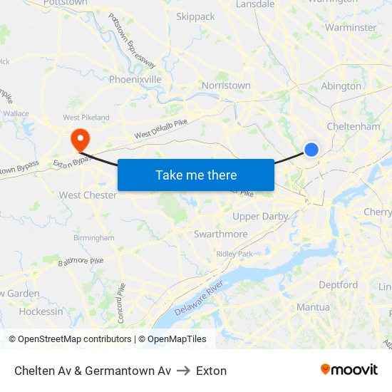 Chelten Av & Germantown Av to Exton map