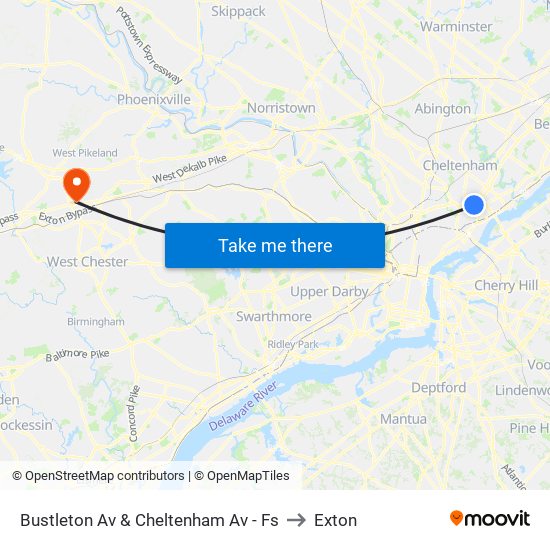 Bustleton Av & Cheltenham Av - Fs to Exton map
