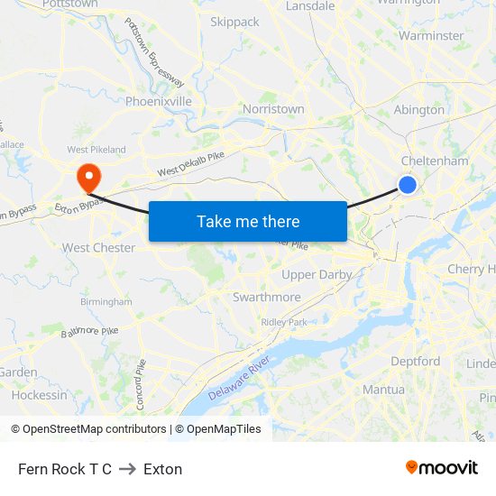 Fern Rock T C to Exton map