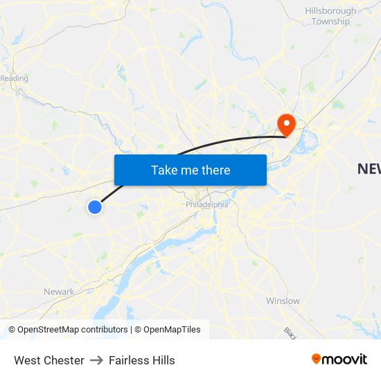West Chester to Fairless Hills map