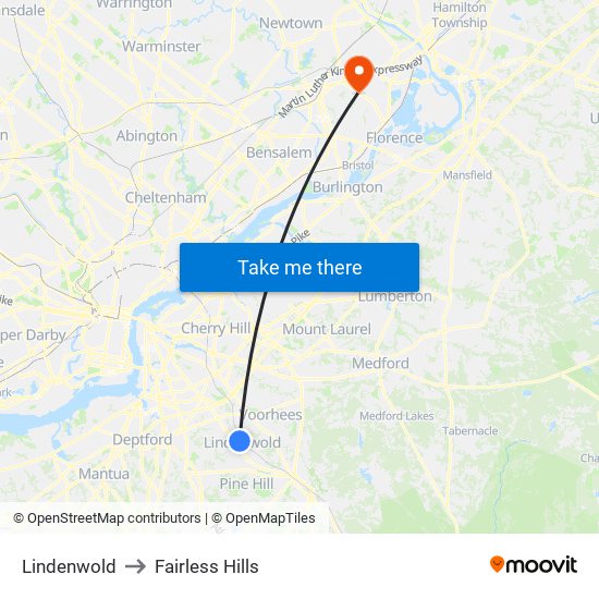 Lindenwold to Fairless Hills map