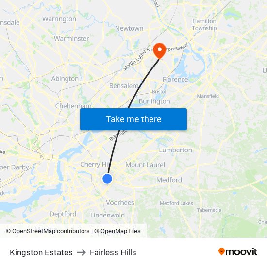 Kingston Estates to Fairless Hills map