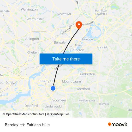 Barclay to Fairless Hills map