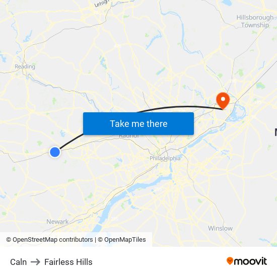 Caln to Fairless Hills map