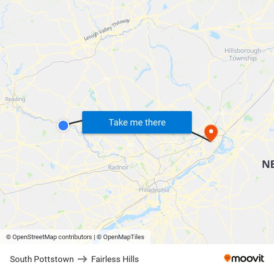 South Pottstown to Fairless Hills map