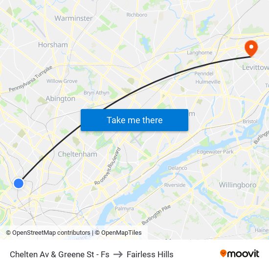 Chelten Av & Greene St - Fs to Fairless Hills map