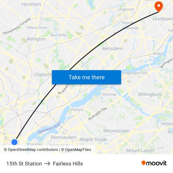 15th St Station to Fairless Hills map