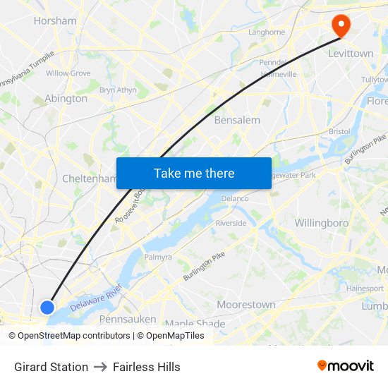 Girard Station to Fairless Hills map