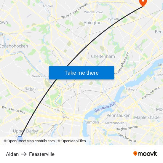 Aldan to Feasterville map