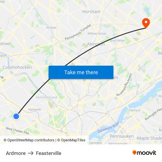 Ardmore to Feasterville map