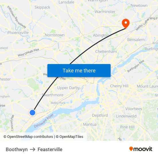Boothwyn to Feasterville map