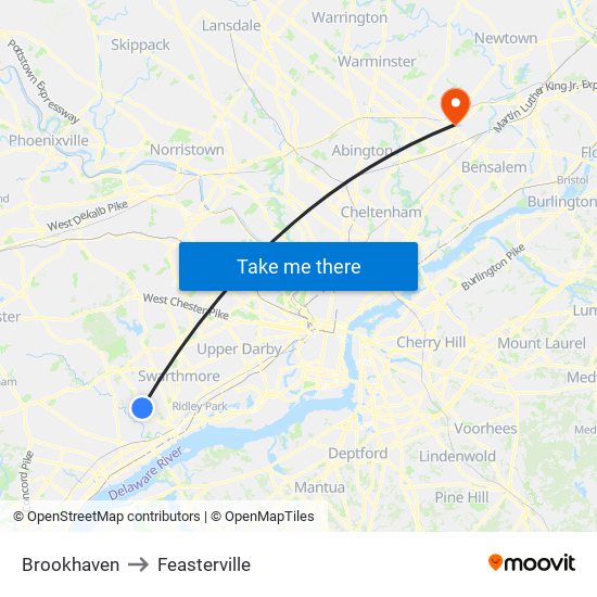 Brookhaven to Feasterville map