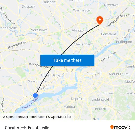 Chester to Feasterville map