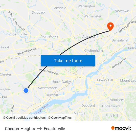 Chester Heights to Feasterville map