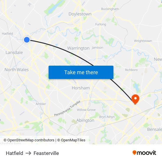 Hatfield to Feasterville map