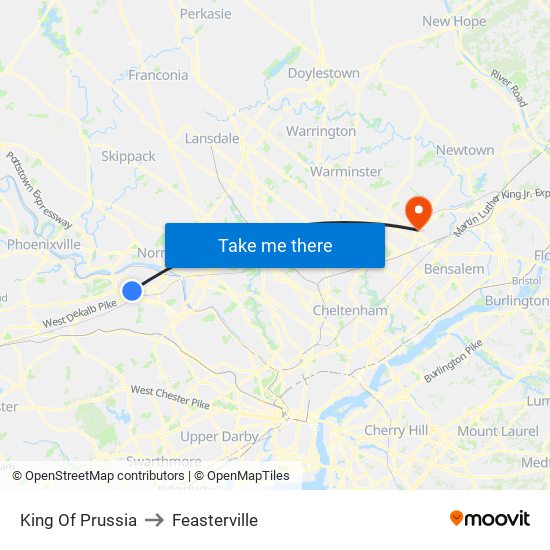 King Of Prussia to Feasterville map